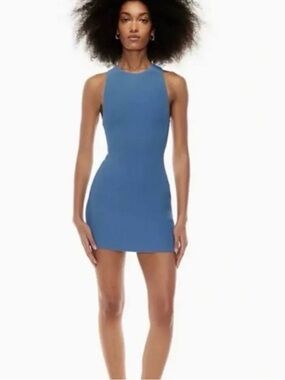 Aritzia Babaton Sculpt Knit Racer Dress in Azurian Blue